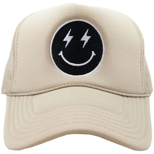 Black Lightning Happy Face Trucker Hat