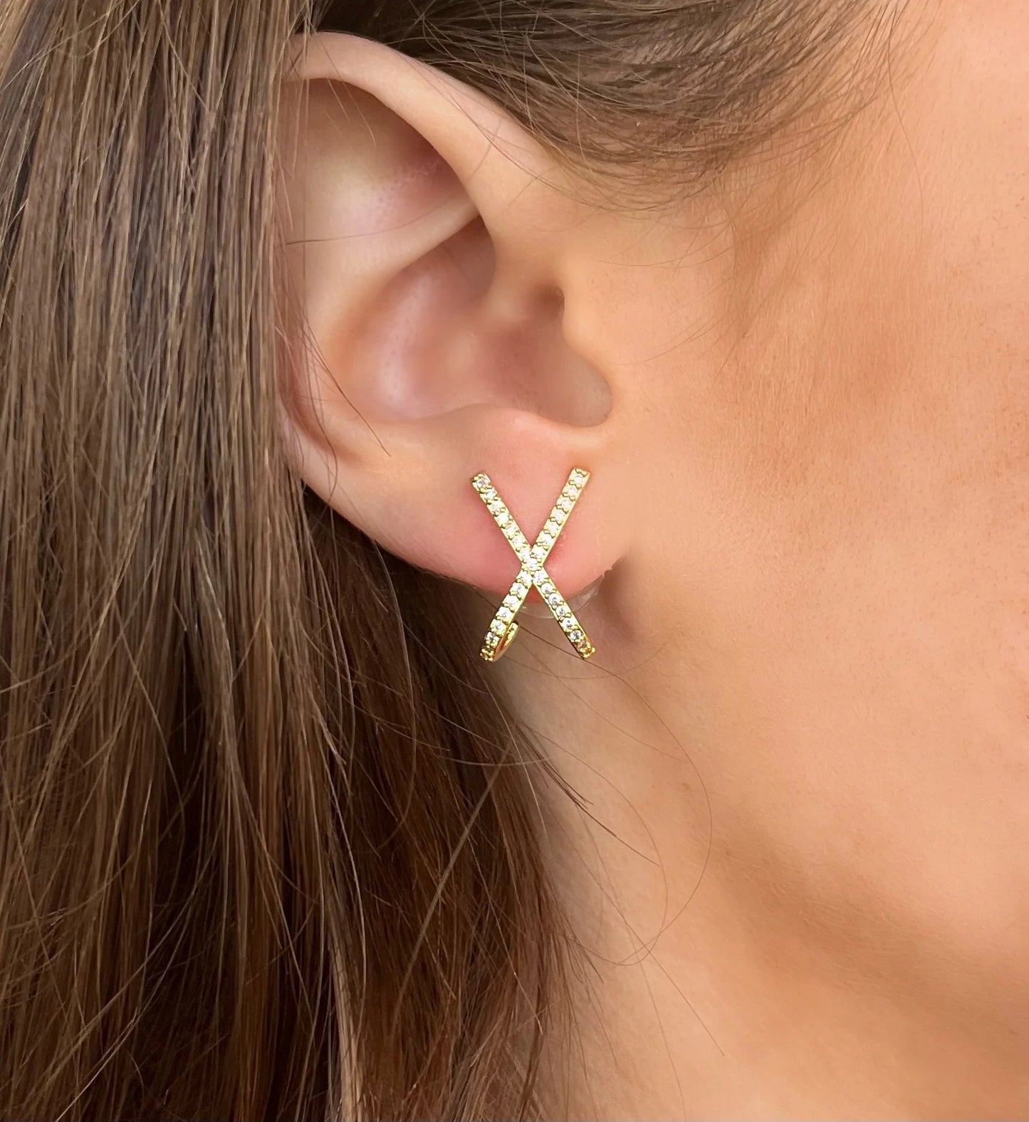 Pave Criss Cross Studs Earrings