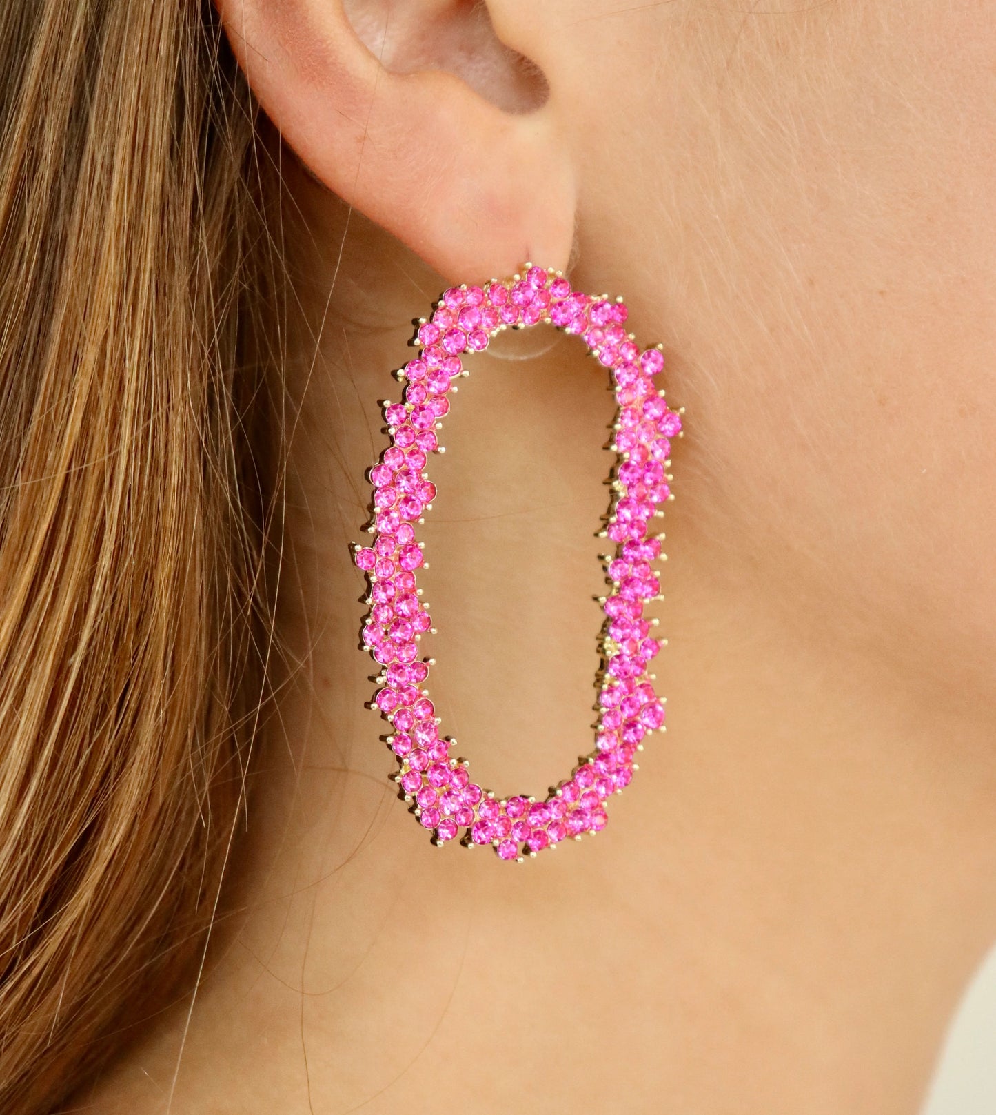 Hot Pink Crystal Garland Drop Earrings