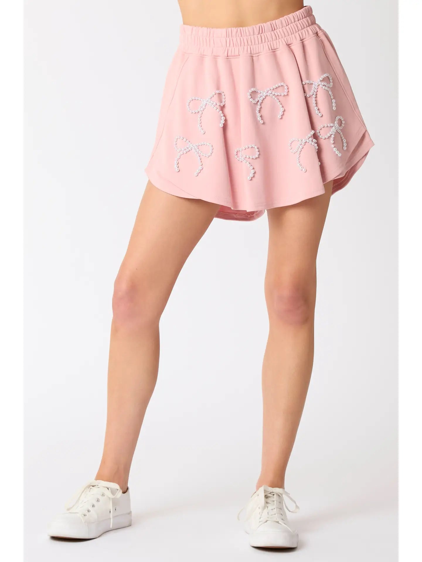 Pearl Bow Skort--Dusty Pink