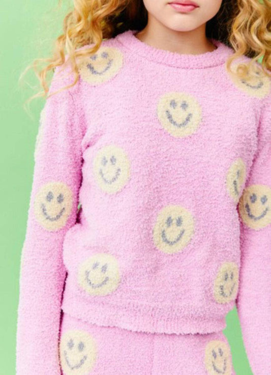 Pink Fuzzy Smiley Set