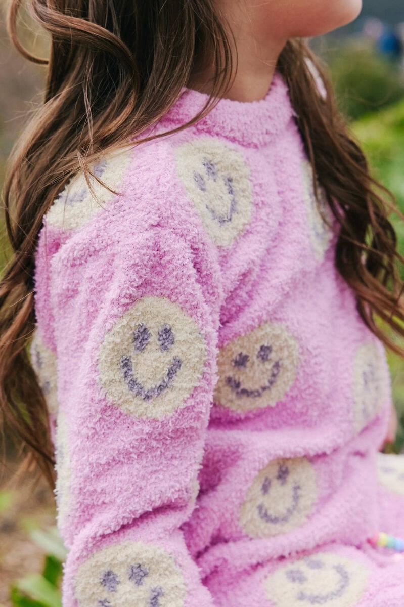 Pink Fuzzy Smiley Set