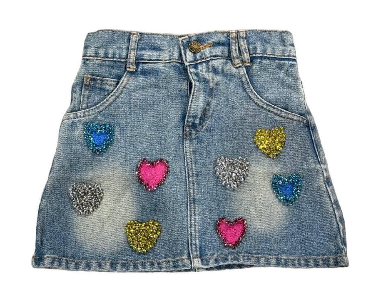 Sparkle Heart Denim Skirt