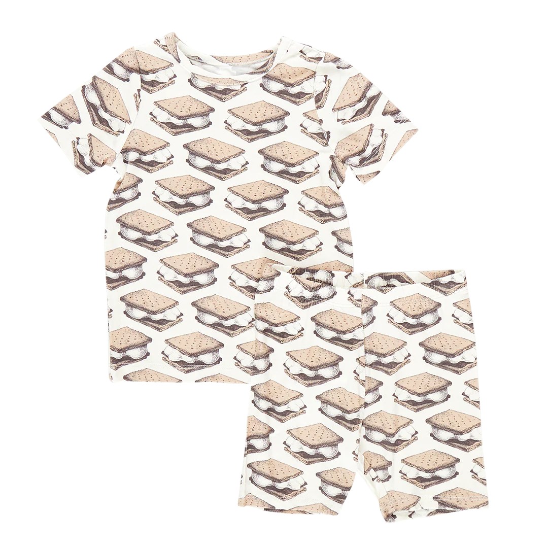 Pink Chicken Bamboo Short Sleeve PJ Set--S'mores