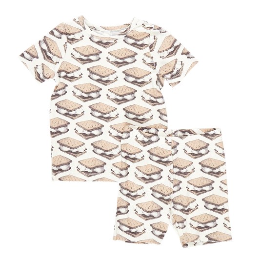 Pink Chicken Bamboo Short Sleeve PJ Set--S'mores