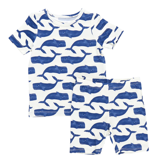 Pink Chicken Bamboo Blue Whales PJ Set