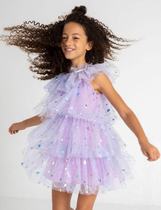 Foil Hearts Tulle Dress