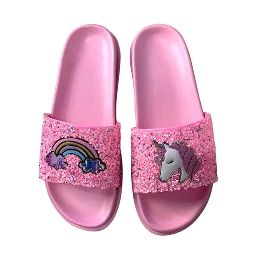 Pink Glitter Unicorn Slides