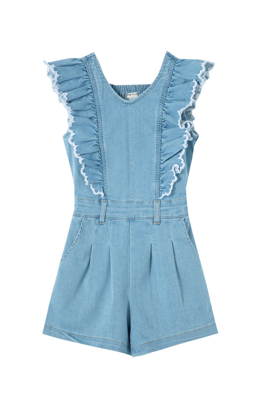 Ruffle Romper with Contrast Edge