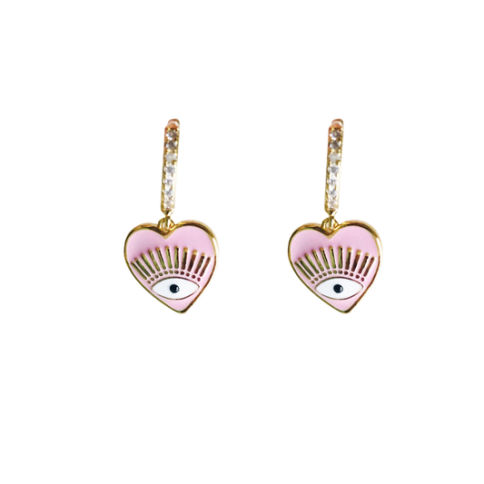 Pink Summer Eye Huggie Earrings