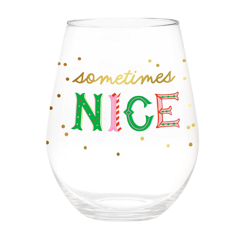 Jumbo Naughty/Nice Wine Glass