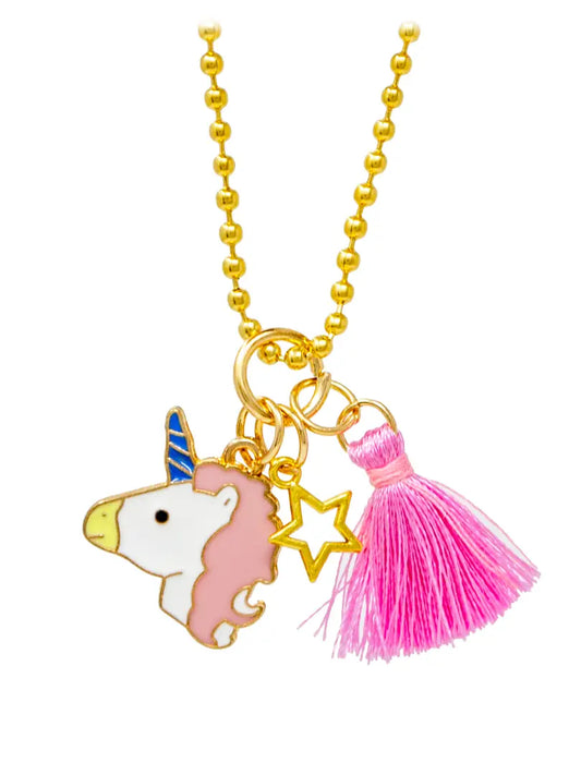 Unicorn, Tassel & Star Gold Charm Necklace