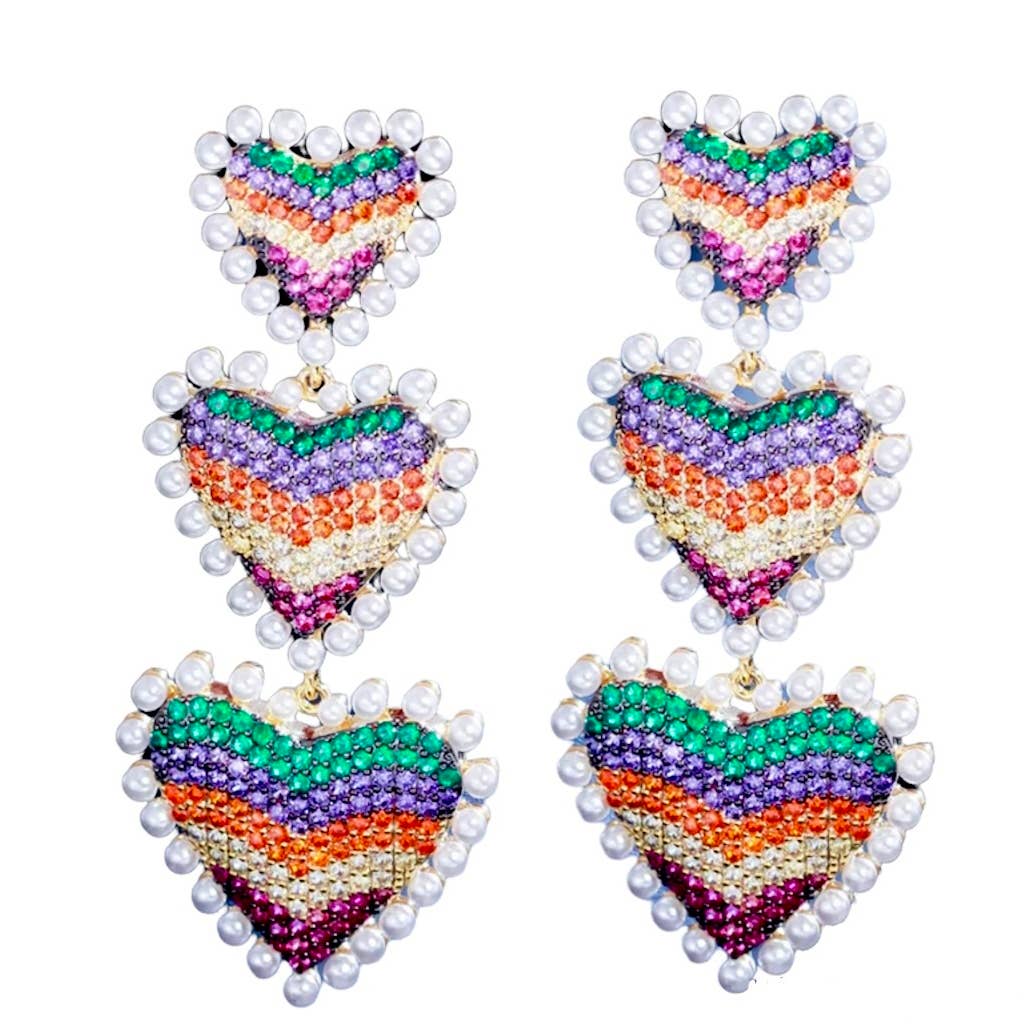 Multi Triple Heart Earrings
