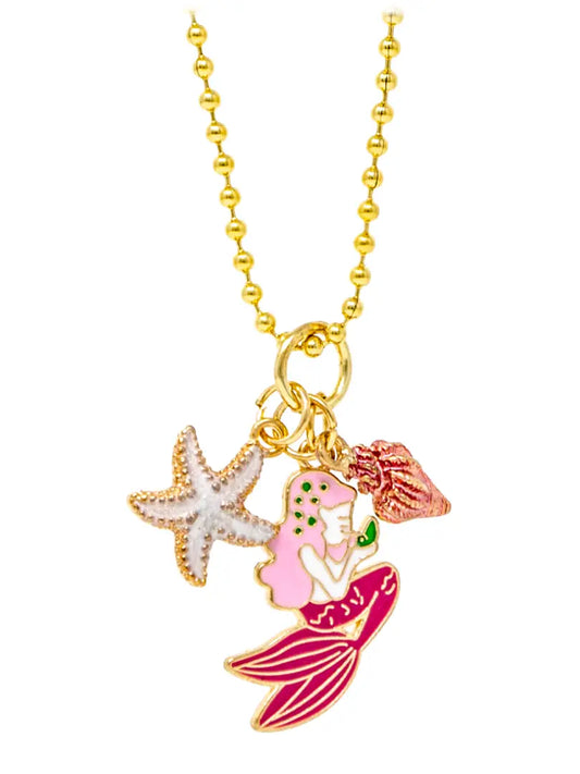Mermaid, Star & Shell Gold Charm Necklace