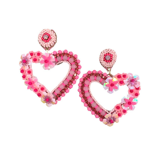 Floral Heart Drop Earrings