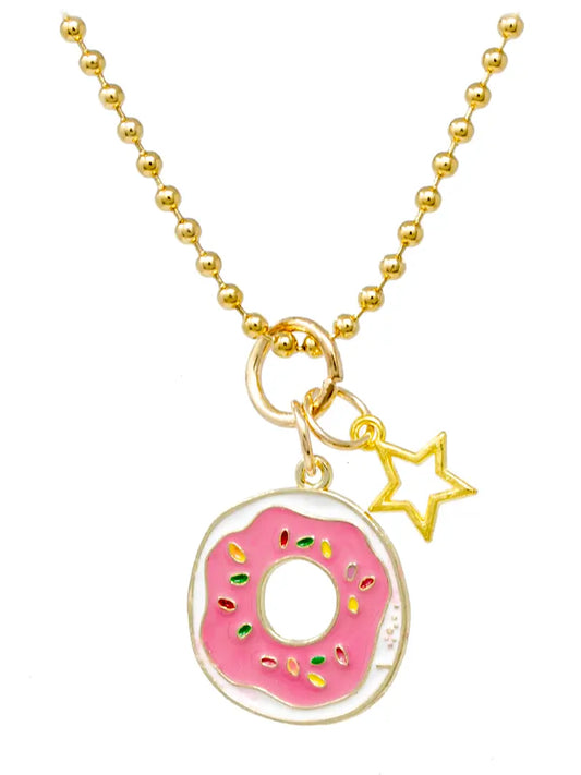 Donut & Star Gold Charm Necklace