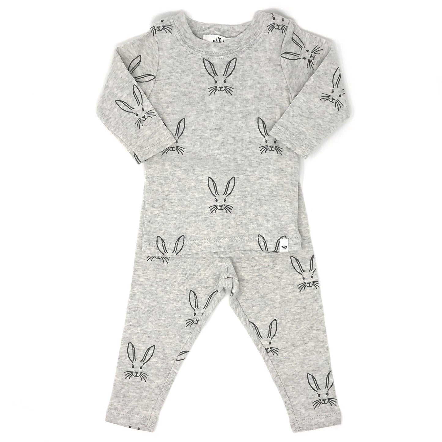 oh baby! Two Piece Set--Charcoal Bunnies