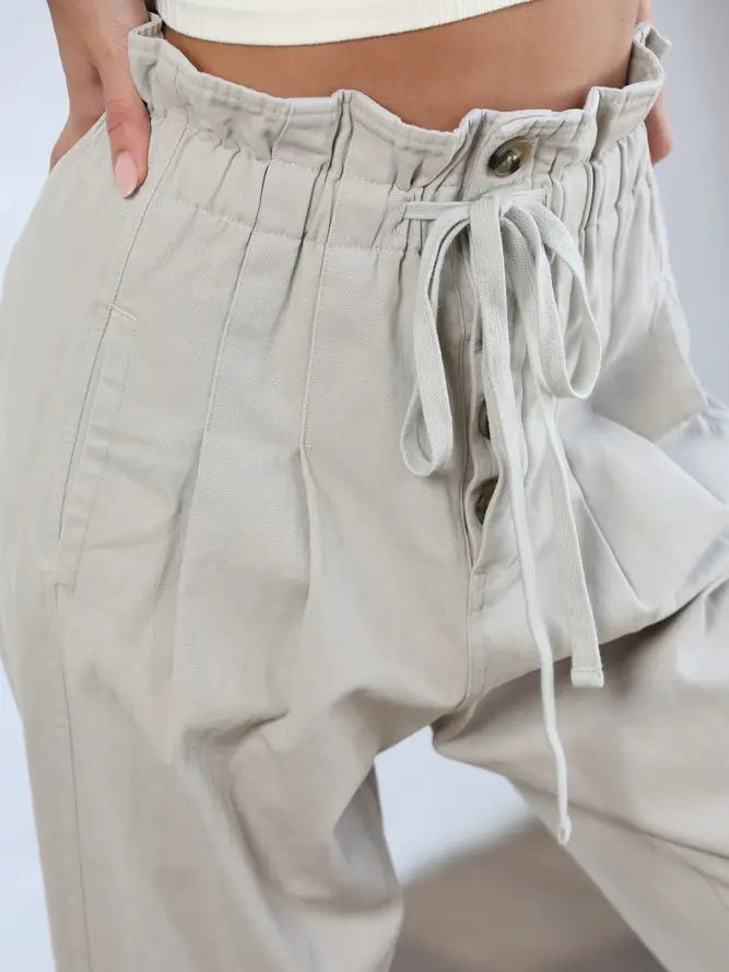 Taupe Paperbag Pants