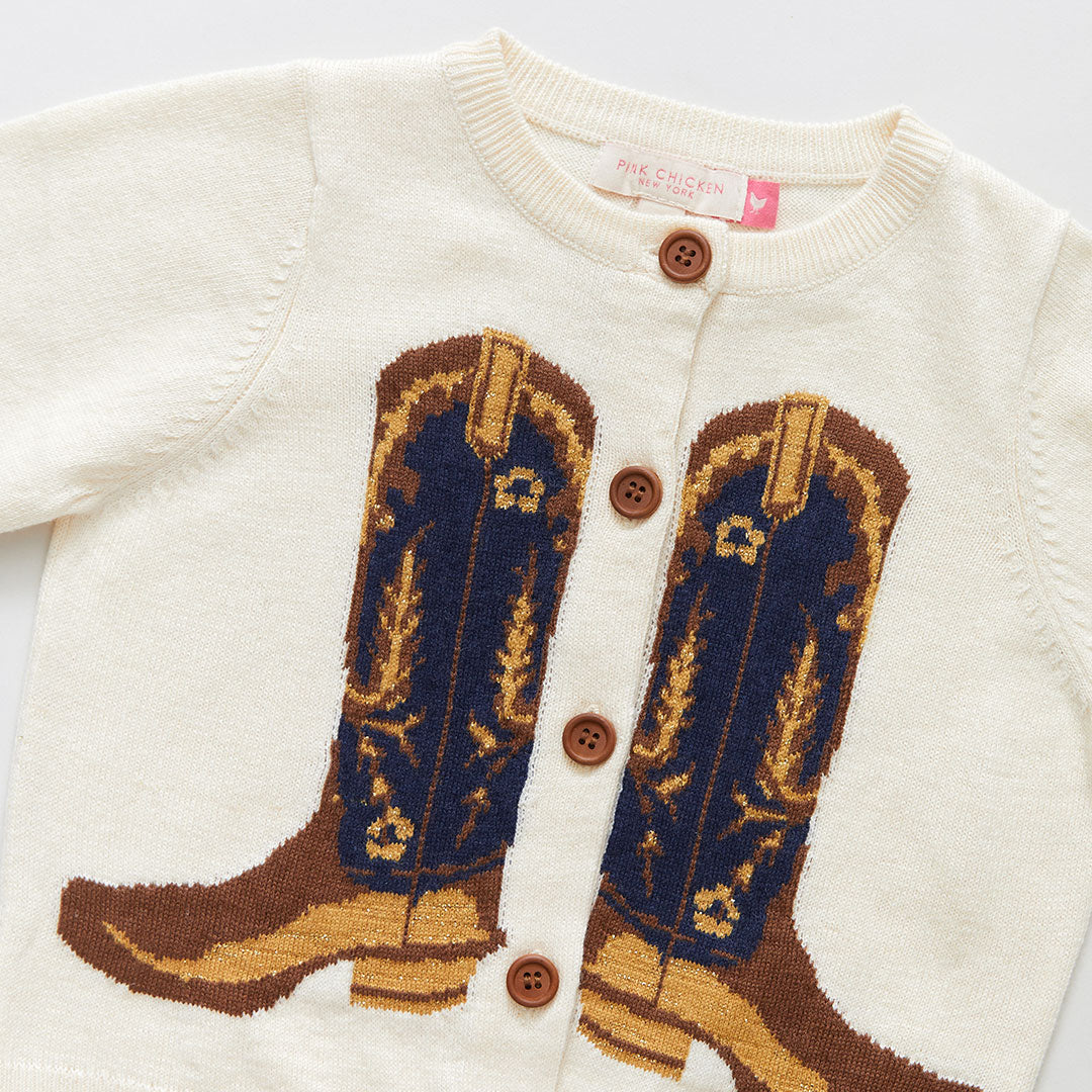 Pink Chicken Baby Cowgirl Boots Sweater
