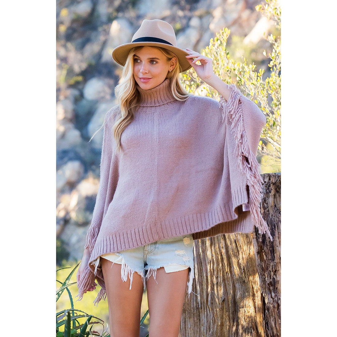 Fringed Poncho Pullover