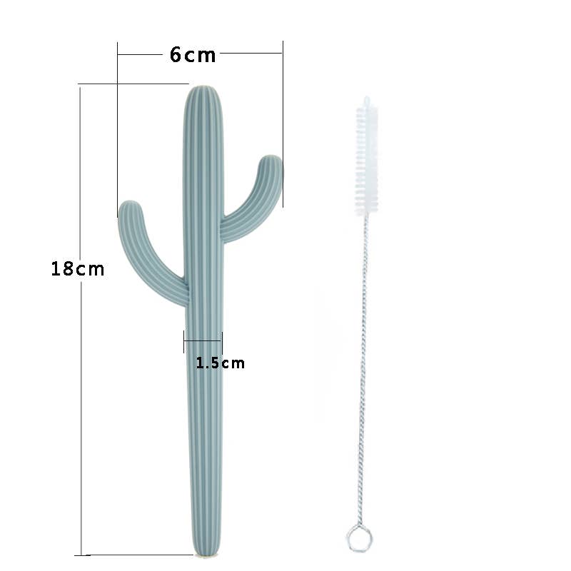 Cactus Silicone Teether/Straw