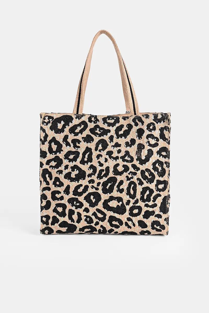 Cheetah Jute Tote Bag