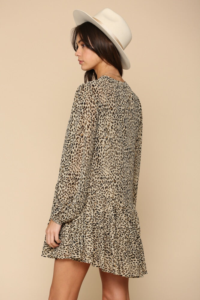 Leopard Chiffon Mini Dress