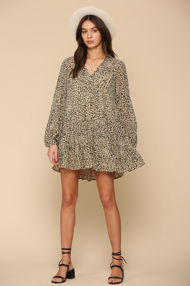 Leopard Chiffon Mini Dress – Wren + Willow
