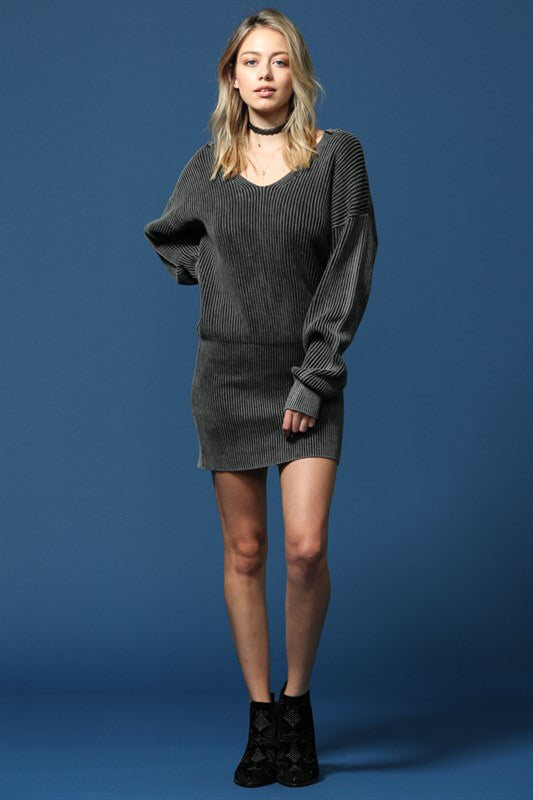 Ribbed Pullover Sweater Dress