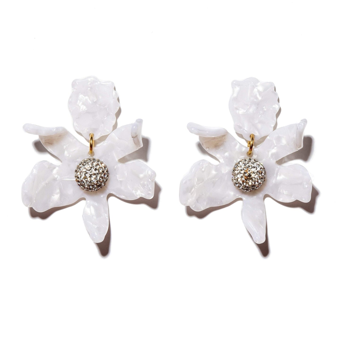Lele Sadoughi Mother of Pearl Crystal Lily Earrings