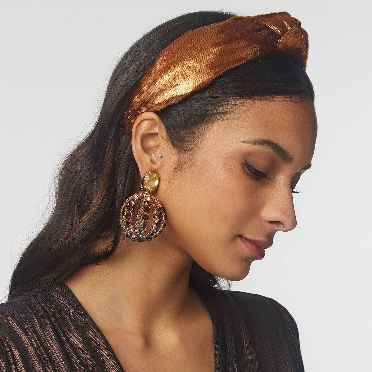 Lele Sadoughi Copper Ombre Disco Crystal Clip-On Earrings