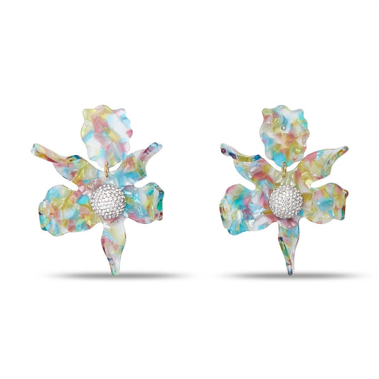 Lele Sadoughi Rainbow Sangria Crystal Lily Earrings