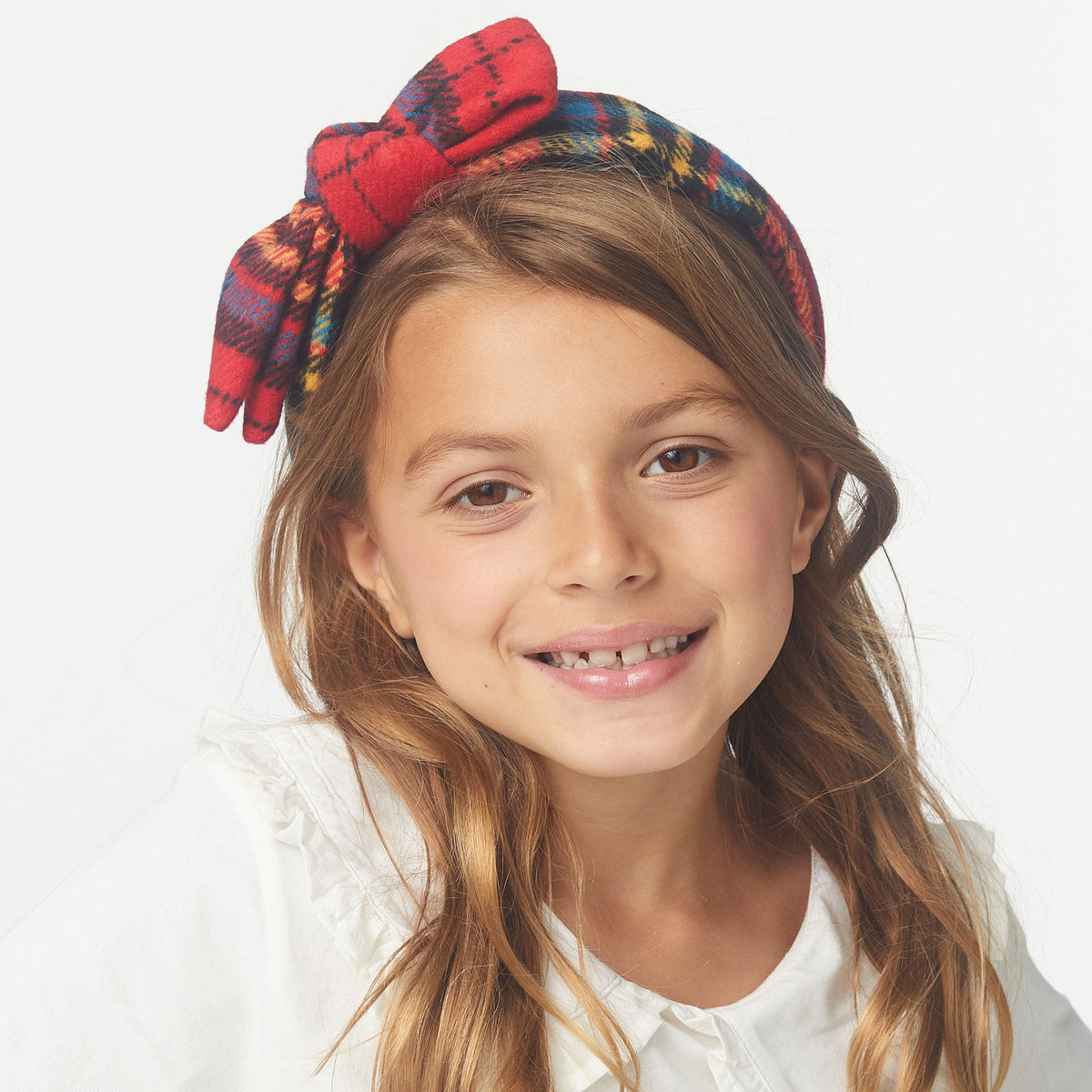 Lele Sadoughi Crimson Plaid Kids Flannel Headband